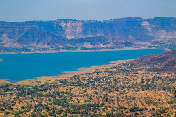 Cloudy tableland and farms in Panchgani