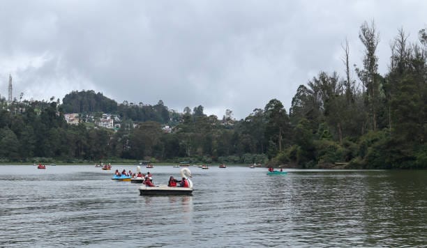 Scenic Ooty Lake during the rainy season